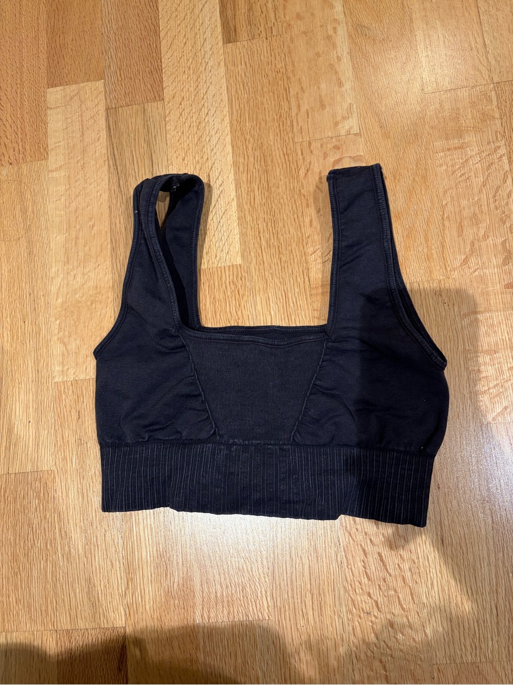 Free People Black Ribbed Scoop Sports Bralette